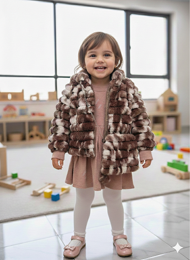 Ensemble fille 5 pièces avec manteau en fausse fourrure – Look chic et hivernal